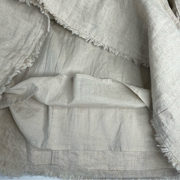 TOMMY BAHAMA Women Sz M Natural Two Palms Double Ruffle Linen Sleeveless Dress. - Picture 8 of 11